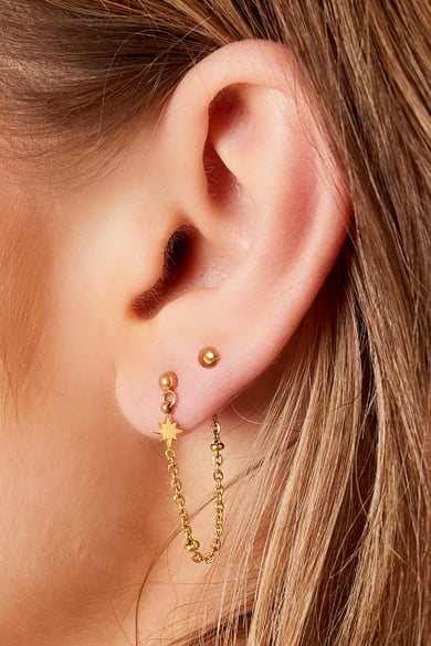 Stainless steel earrings with chain Silver color h5 Picture2